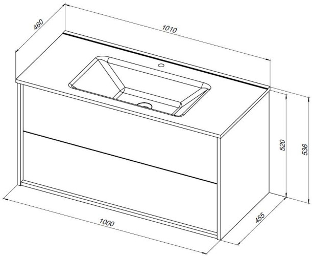 Тумба c раковиной Aquanet Lino 100 (Flat) белый глянец