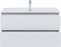 Тумба c раковиной Aquanet Lino 100 (Flat) белый глянец