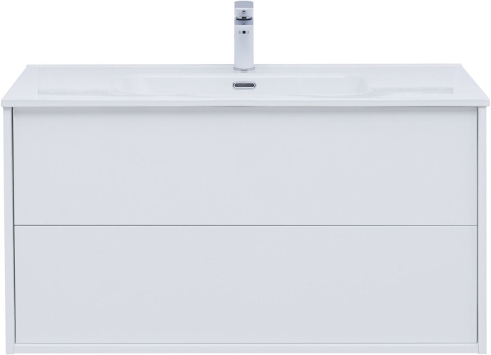 Тумба c раковиной Aquanet Lino 100 (Flat) белый глянец