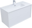 Тумба c раковиной Aquanet Lino 100 (Flat) белый глянец