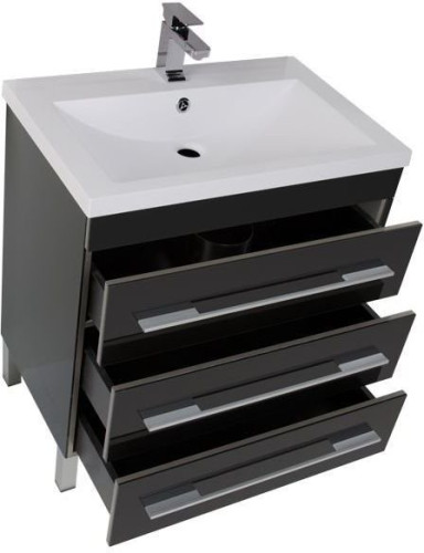 Тумба под раковину Aquanet Верона 75 черный (напольная 3 ящика)