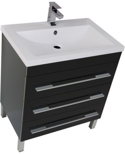 Тумба под раковину Aquanet Верона 75 черный (напольная 3 ящика)