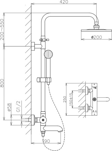 Душевая стойка Aquanet Steel AF210-72S