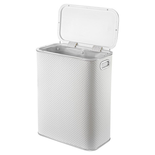 Корзина для белья Geralis PWH-B PUNTO белая, кант хром, стандартная