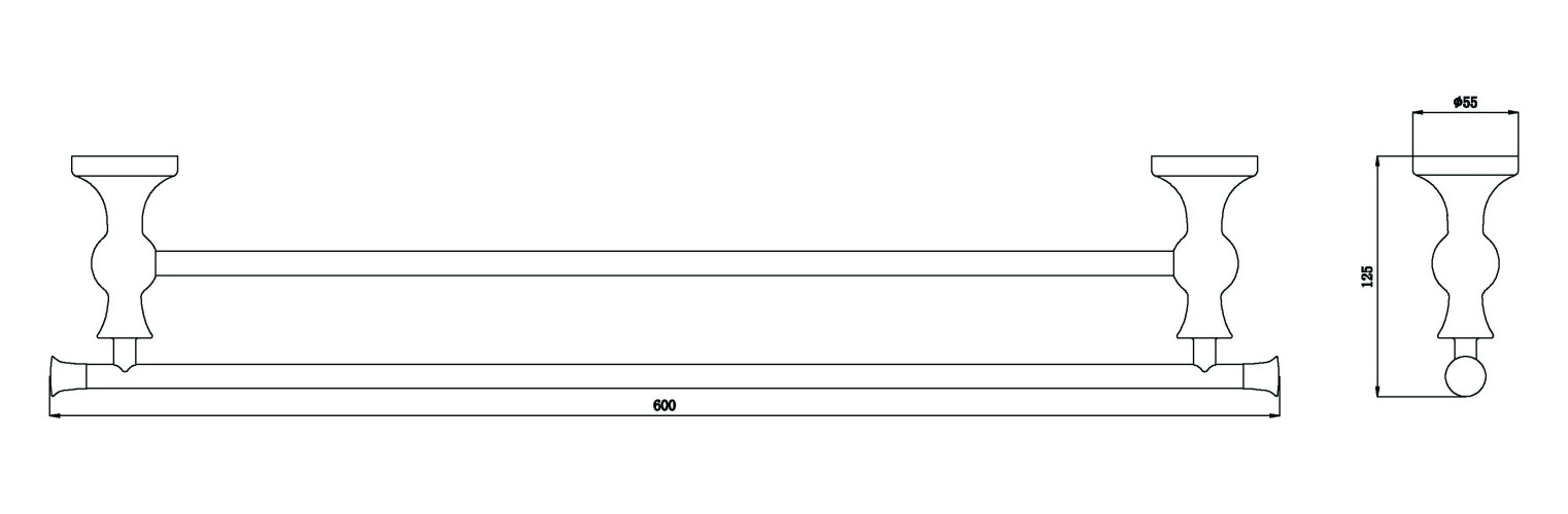 Полотенцедержатель двойной 60см. RUSH Crete (CR35532)