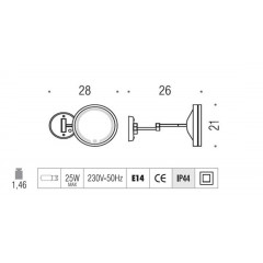 Косметическое зеркало Colombo Design Hotel collection B9966 с увеличением и подсветкой