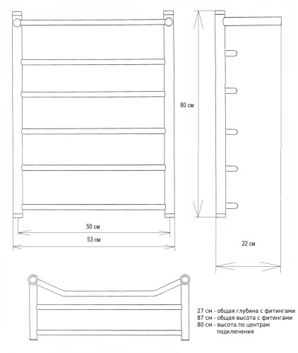 Полотенцесушитель электрический Двин FE Electro форма лесенка 80х60 ТЭН справа цвет Хром (4627119335203)