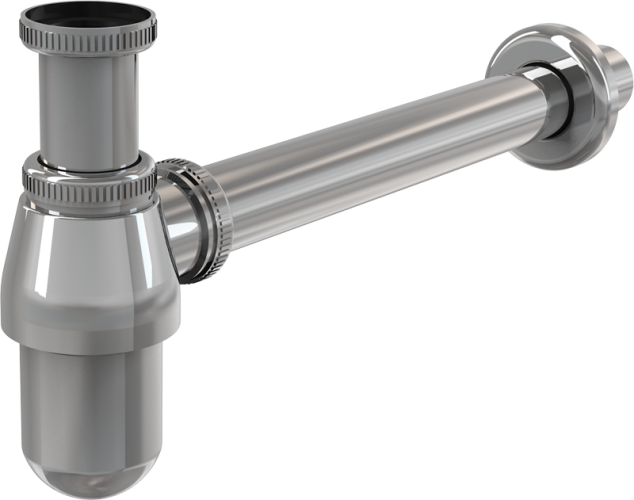 Сифон для раковины Alcadrain 32 мм, цельнометаллический, с накидной гайкой 5/4", хром (A431)