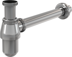 Сифон для раковины Alcadrain 32 мм, цельнометаллический, с накидной гайкой 5/4&quot;, хром (A431)