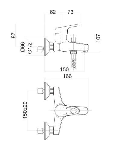 Смеситель для ванны Fiore MISTRAL 42CR1510, хром