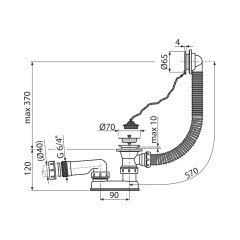 Слив-перелив Alcadrain для ванны, хром (AG210112160)