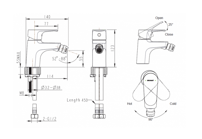 Смеситель для биде Bravat Alfa, хром (F3120178CP)