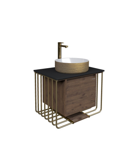 Тумба подвесная Grossman ВИНТАЖ-70 см с 1-м ящ. веллингтон/металл золото (ум.GR-3013)