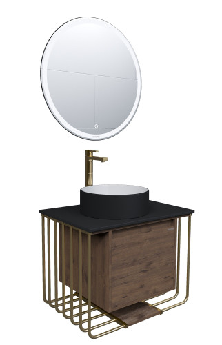 Тумба подвесная Grossman ВИНТАЖ-70 см с 1-м ящ. веллингтон/металл золото (ум.GR-3013)