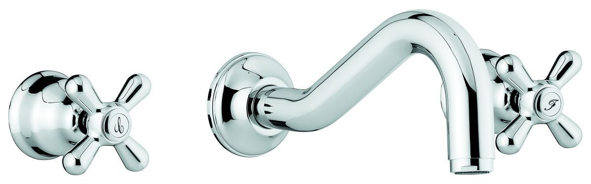 Emmevi Deco Classic, смеситель настенный для кухни, цвет белый-золото