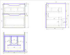 Тумба Q, 55 см, подвесная, 2 ящика, белый глянец