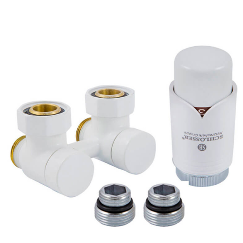 Комплект Schlosser: эксклюзивный узел подключения 50мм 3/4xМ22x1,5 проходной с термоголовкой, Белый