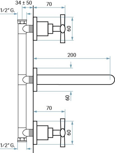 Emmevi Spirit New, встраиваемый в стену двухвентильный смеситель для раковины на 3 отверстия, без донного клапана, цвет зачищенное золото