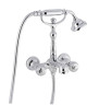 Emmevi The One, смеситель с ручным душем для ванны. Металлические ручки, цвет хром