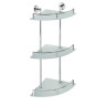 Полка X-ROUND металлическая, стеклянная, угловая, тройная, с бортиком, 270x670x270 мм, хром, Sapho