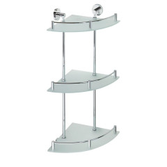 Полка X-ROUND металлическая, стеклянная, угловая, тройная, с бортиком, 270x670x270 мм, хром, Sapho