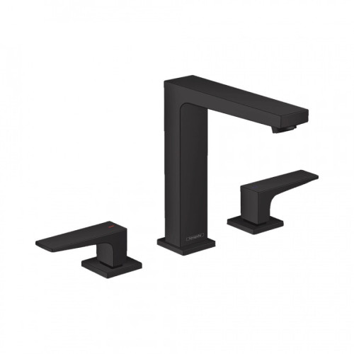 Смеситель для раковины 160 Hansgrohe Metropol 32515670 на 3 отверстия со сливным клапаном Push-Open черный матовый 32515670