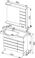 Мебель для ванной Aquanet Доминика 90 L черный