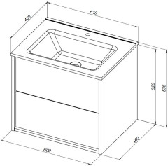Тумба c раковиной Aquanet Lino 60 (Flat) белый глянец