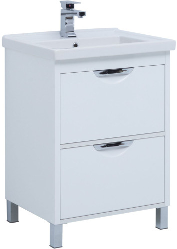 Тумба с раковиной Aquanet Гретта (Exclusive) 60 белый, 2 ящика