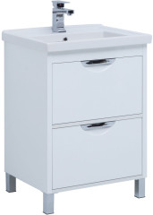Тумба с раковиной Aquanet Гретта (Exclusive) 60 белый, 2 ящика