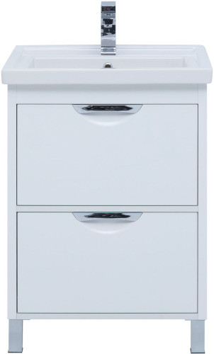 Тумба с раковиной Aquanet Гретта (Exclusive) 60 белый, 2 ящика