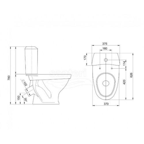 Унитаз-компакт с сиденьем Santeri West (1.P201.8.S03.00B.F)