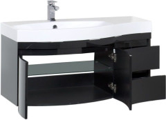 Тумба с раковиной Aquanet Опера 115 L черный (2 дверцы 2 ящика)