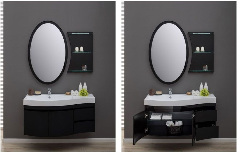 Тумба с раковиной Aquanet Опера 115 L черный (2 дверцы 2 ящика)