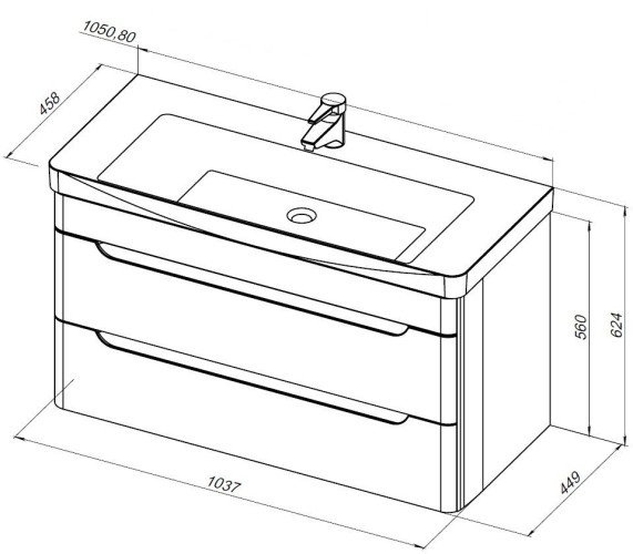 Тумба с раковиной Aquanet София 105 белый глянец (2 ящика)