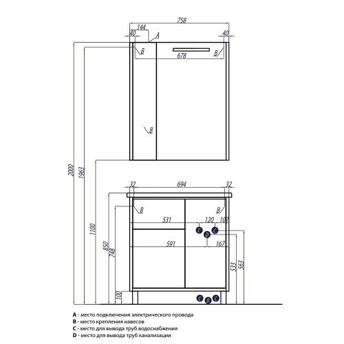 Зеркало Акватон Брайтон 80