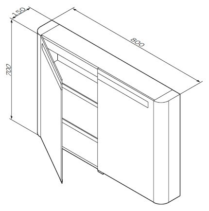 Зеркало шкаф AM PM Bliss L 80 с подсветкой