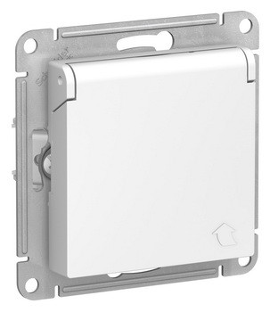 Розетка с заземл. со шторк с крышк., 16А, IP44, механизм, БЕЛЫЙ Schneider Electric ATLASDESIGN ATN440146