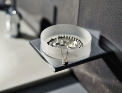 Полочка Keuco Edition 400 в комплекте с матовой хрустальной чашей для мелочей, хром (11549019000)