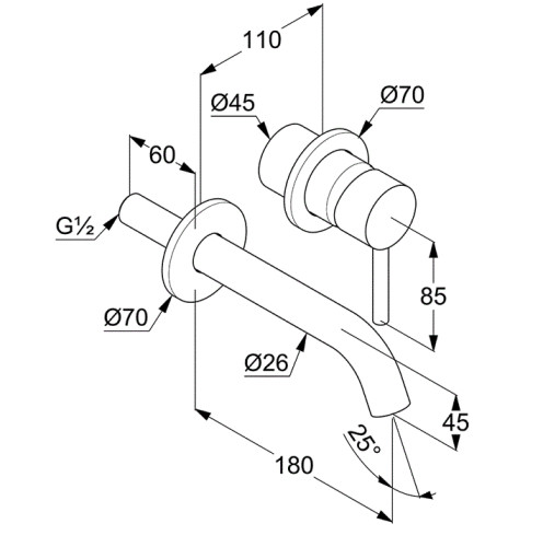 Смеситель для раковины KLUDI BOZZ WHITE настенный встраиваемый внешняя часть, белый матовый (382445376)