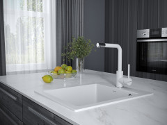 Смеситель для кухни Paulmark HONNER, Ho212018-431TW, Белый матовый, Paulmark