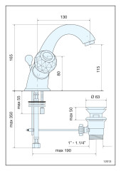 Смеситель Deco Cristall с донным клапаном для раковины, цвет бронза