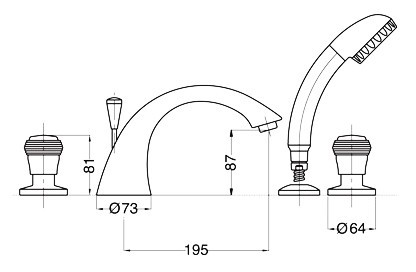 Смеситель на борт ванны Bugnatese Axo 681