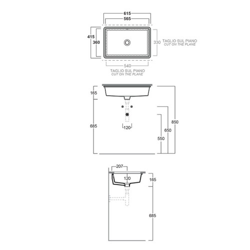 Раковина встраиваемая снизу Simas Lavabi 35х55х, литьевой мрамор, цвет Белый (S60 bi)