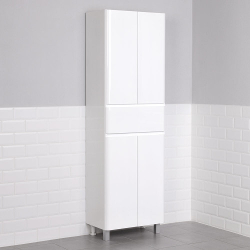 Пенал напольный Итана Roberto 60 (600х350х1900) состоит из 2х частей, белый глянец (295462)