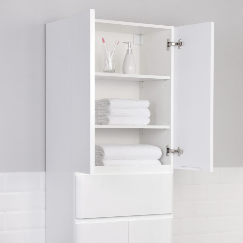 Пенал напольный Итана Roberto 60 (600х350х1900) состоит из 2х частей, белый глянец (295462)