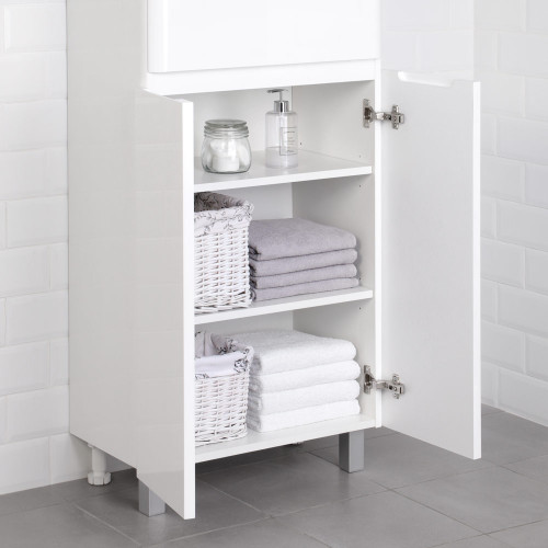 Пенал напольный Итана Roberto 60 (600х350х1900) состоит из 2х частей, белый глянец (295462)