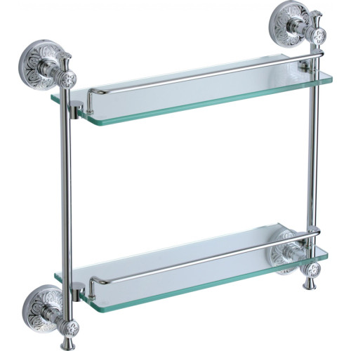 Полка прямая двойная (стеклянная) 40 см S-005822A Savol хром