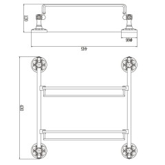 Полка прямая двойная (стеклянная) 40 см S-005822A Savol хром