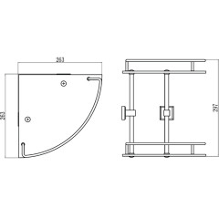 Полка угловая двойная (стеклянная) Savol S-095322 хром